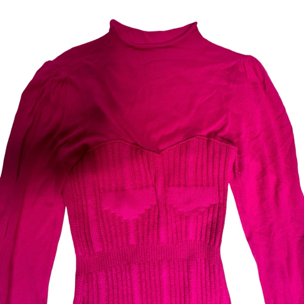 NEW Hot Pink Anthropologie Turtleneck Sweater Dress m - Picture 11 of 16